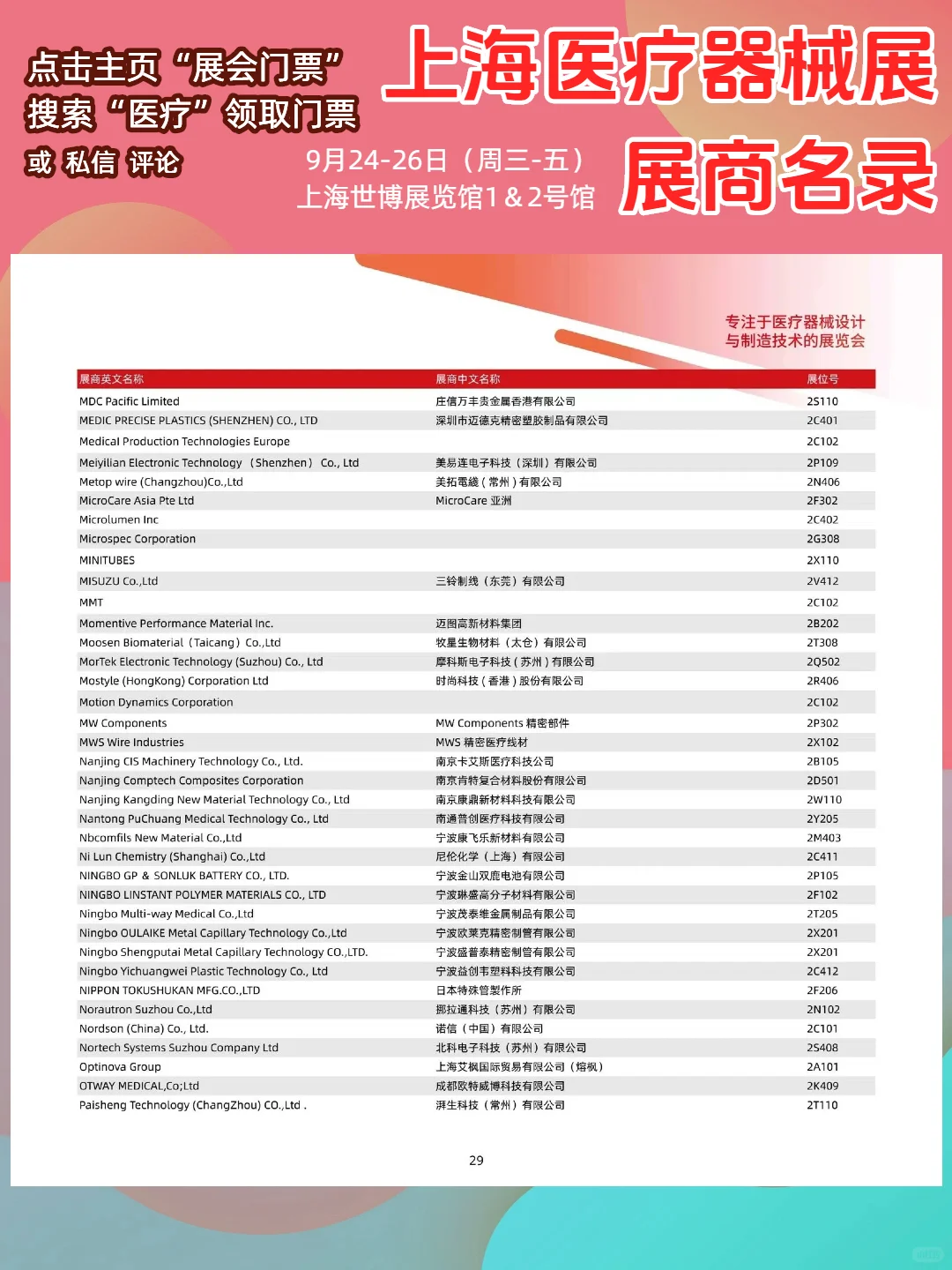 上海医疗器械展展商名录【超全】门票领取