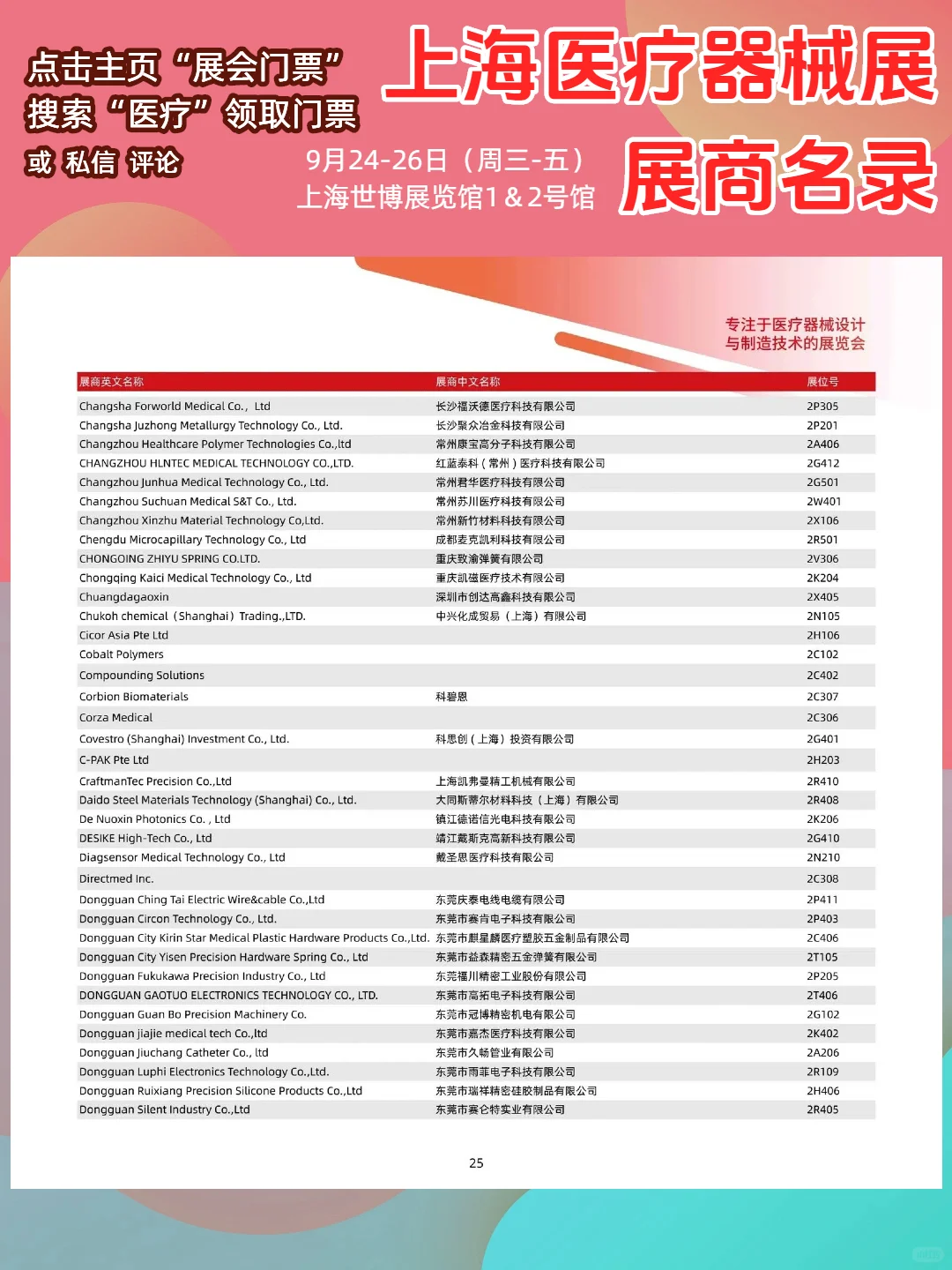 上海医疗器械展展商名录【超全】门票领取