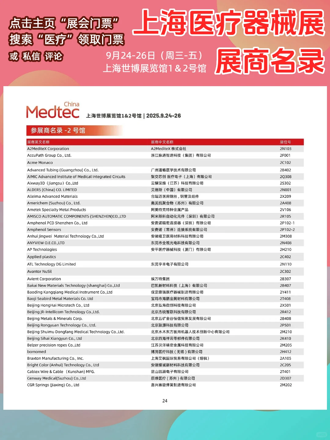 上海医疗器械展展商名录【超全】门票领取