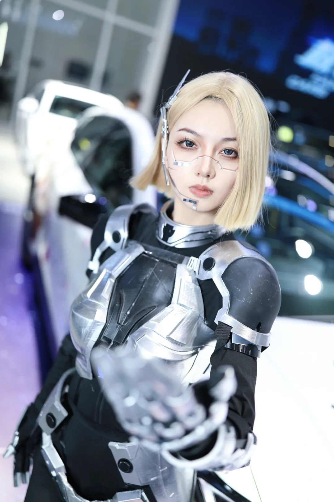 石家庄车展，赛博朋克风cos模特