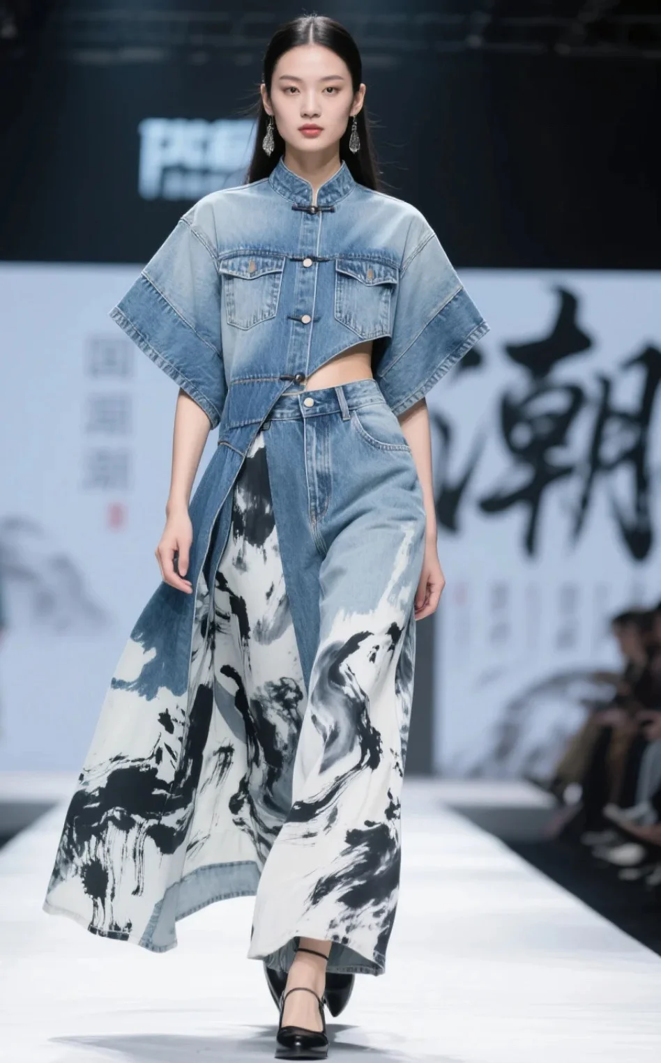 水墨牛仔旗袍裙? 把山水穿在身上