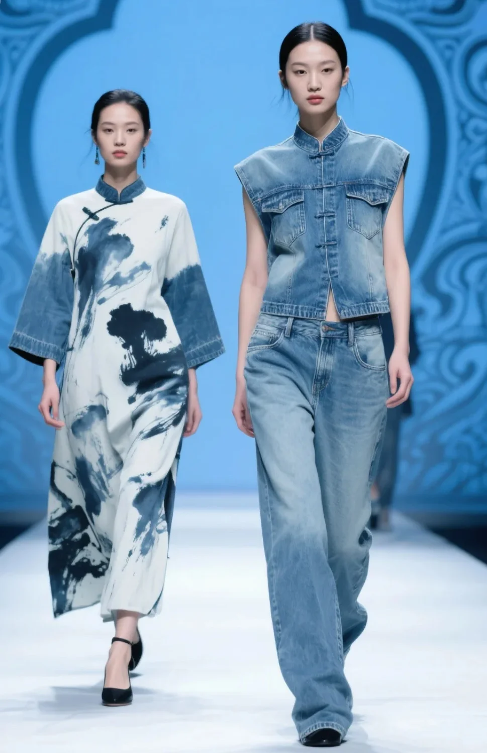 水墨牛仔旗袍裙? 把山水穿在身上