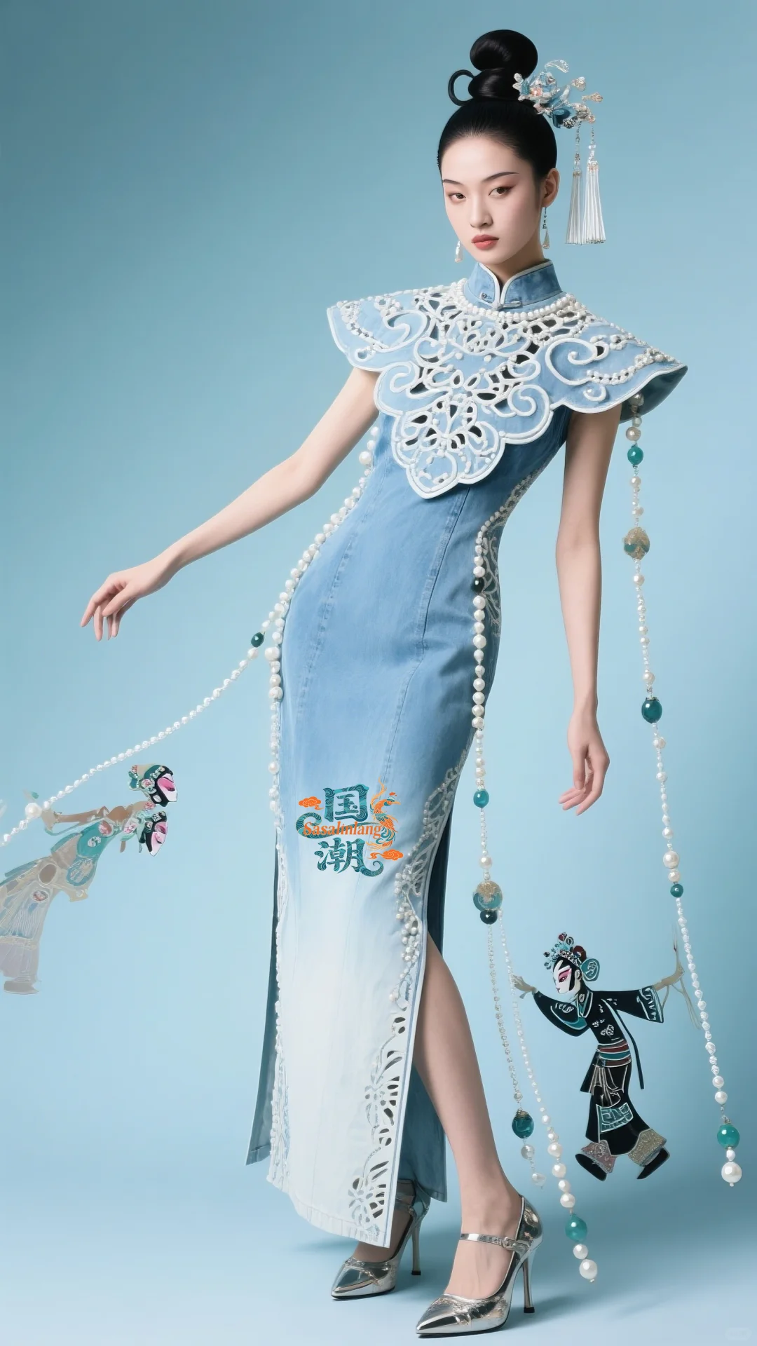 时尚国潮｜2025旗袍秀新中式牛仔云肩珍珠篇
