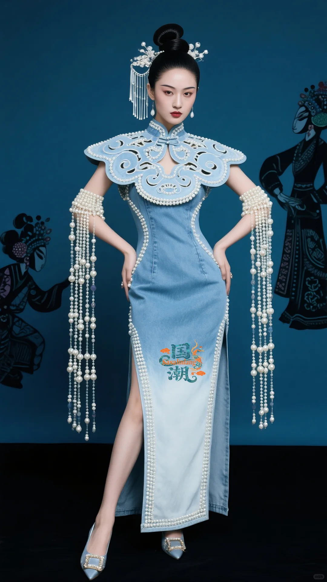 时尚国潮｜2025旗袍秀新中式牛仔云肩珍珠篇