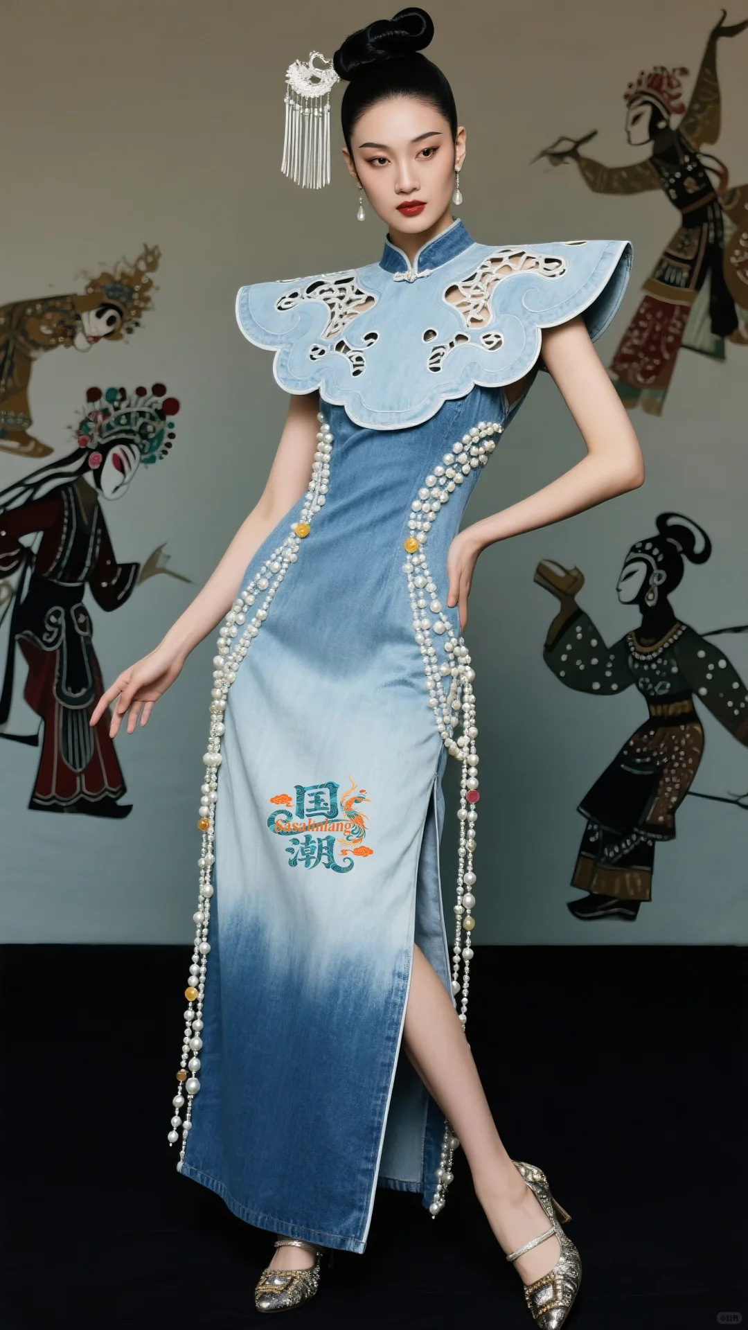 时尚国潮｜2025旗袍秀新中式牛仔云肩珍珠篇