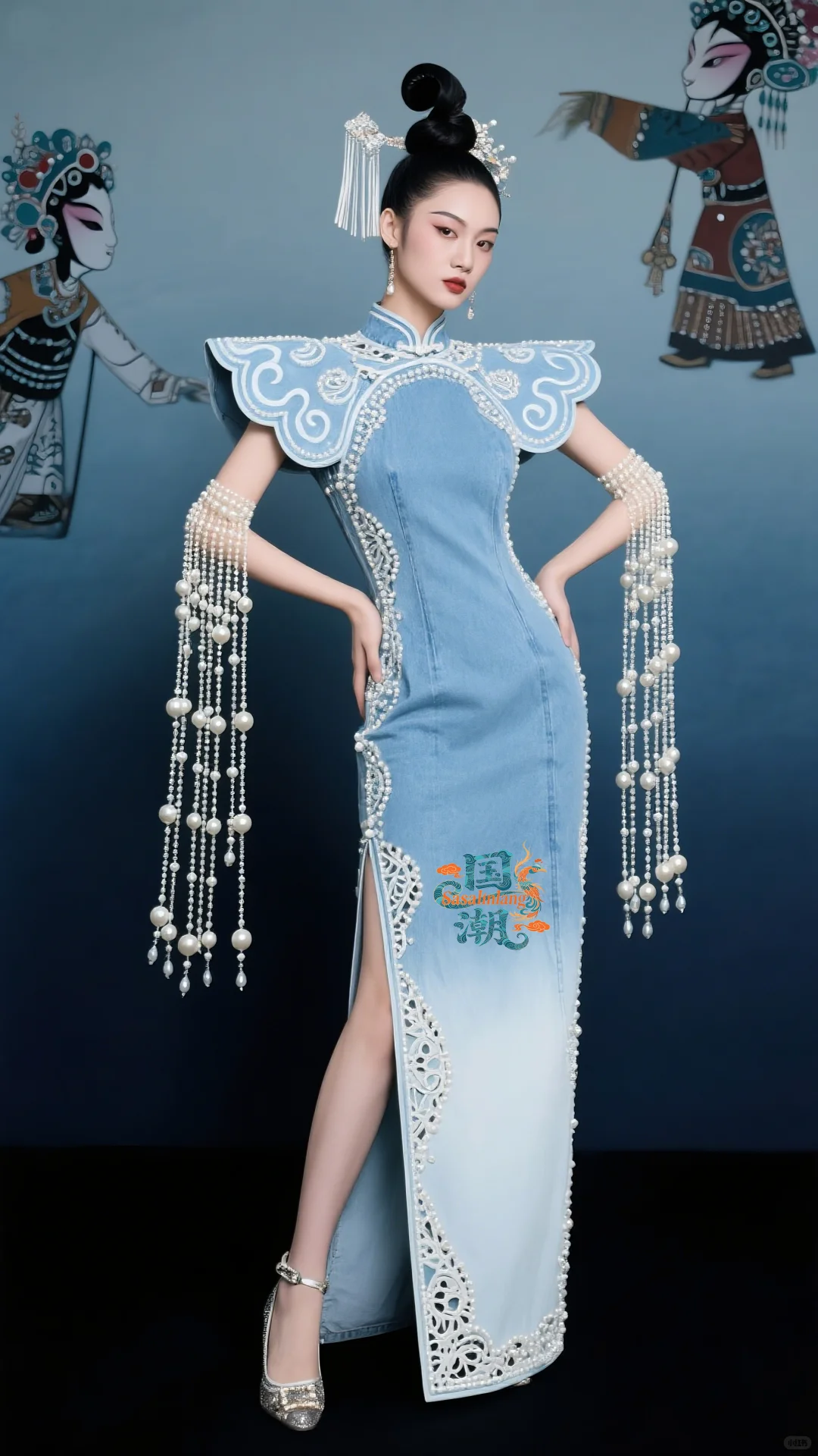 时尚国潮｜2025旗袍秀新中式牛仔云肩珍珠篇