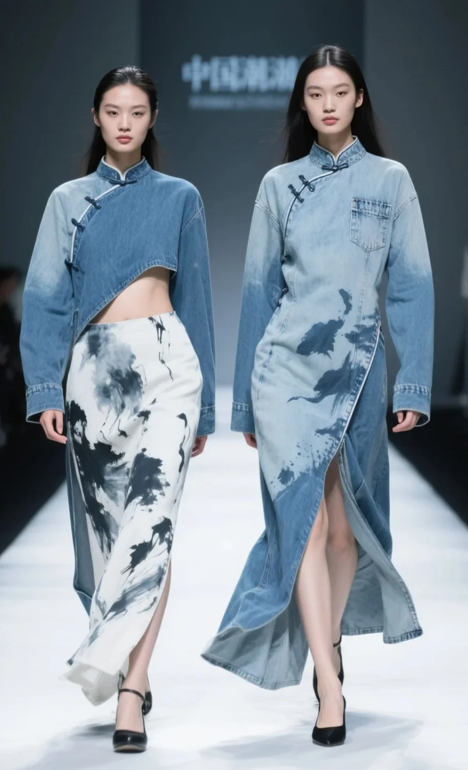 水墨牛仔旗袍裙? 把山水穿在身上