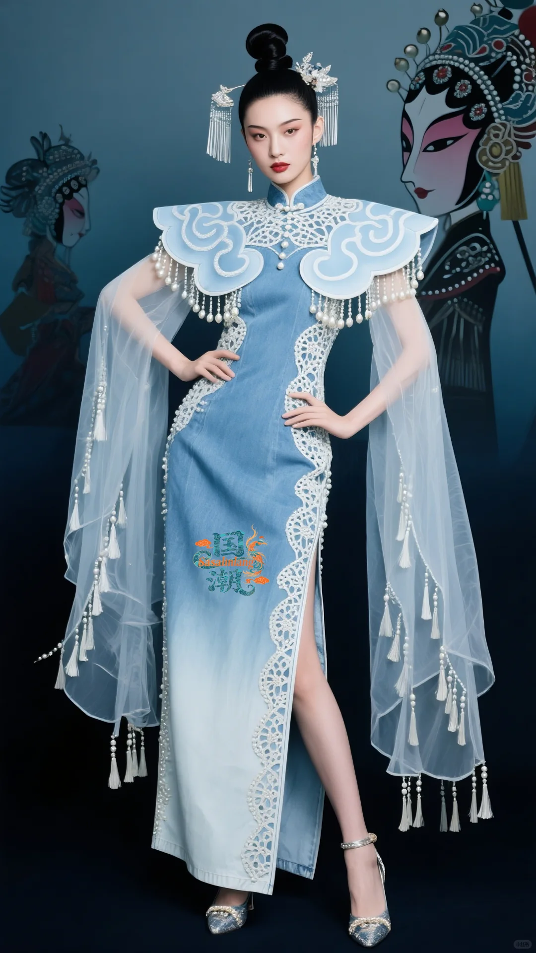 时尚国潮｜2025旗袍秀新中式牛仔云肩珍珠篇