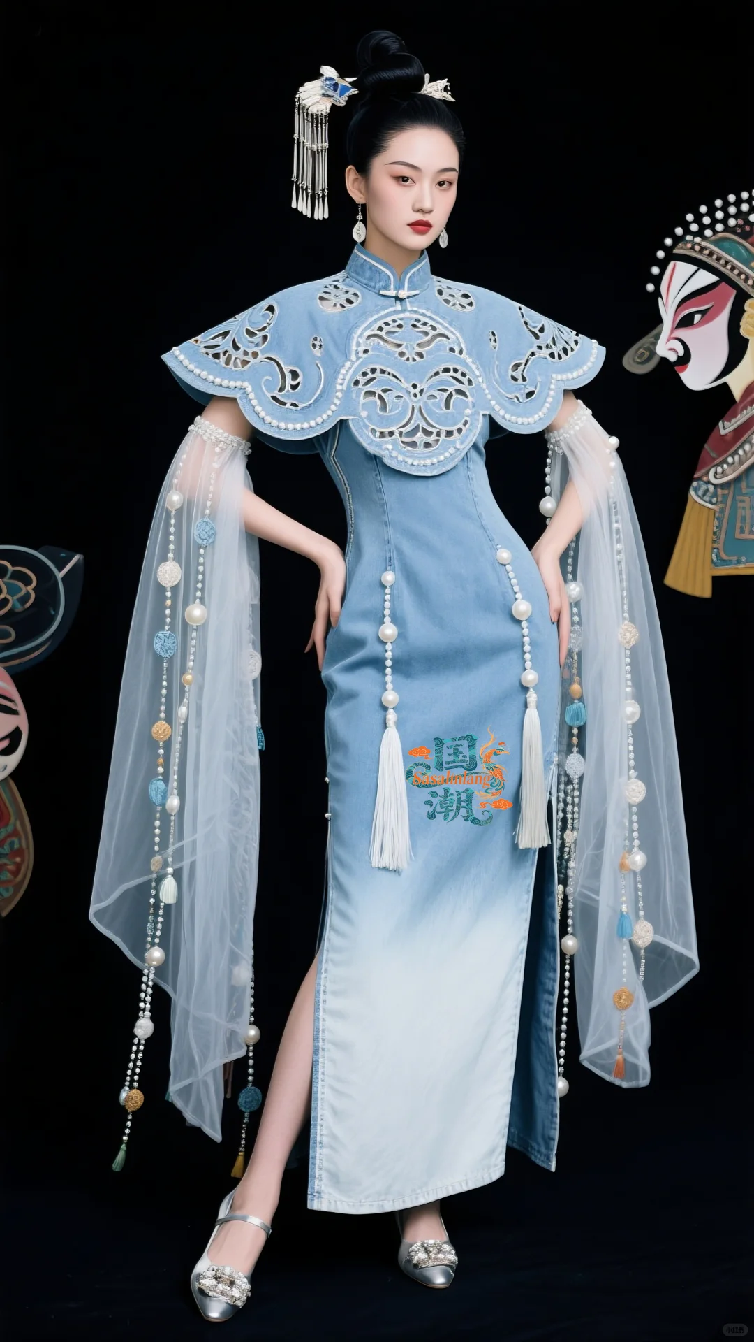 时尚国潮｜2025旗袍秀新中式牛仔云肩珍珠篇