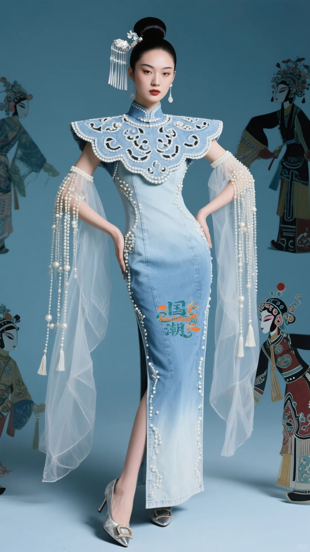 时尚国潮｜2025旗袍秀新中式牛仔云肩珍珠篇