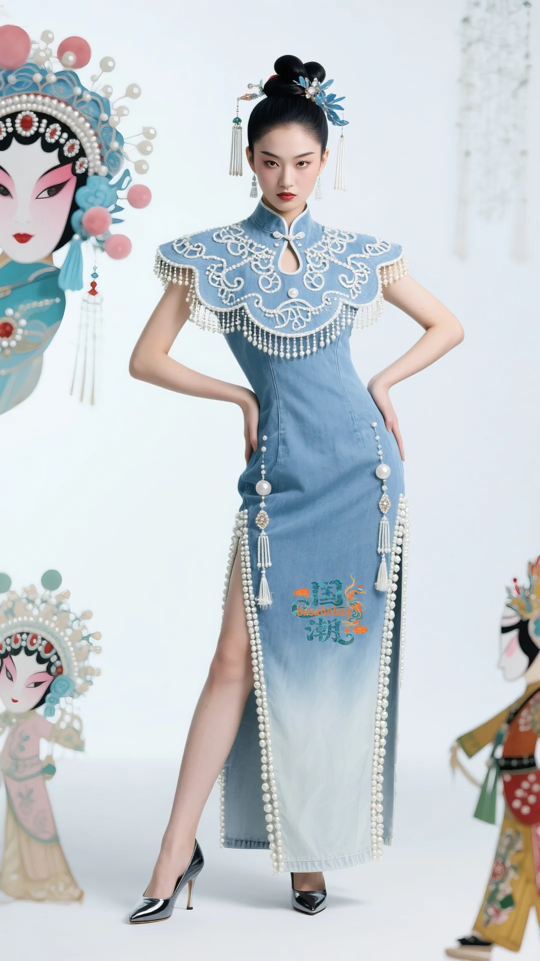 时尚国潮｜2025旗袍秀新中式牛仔云肩珍珠篇