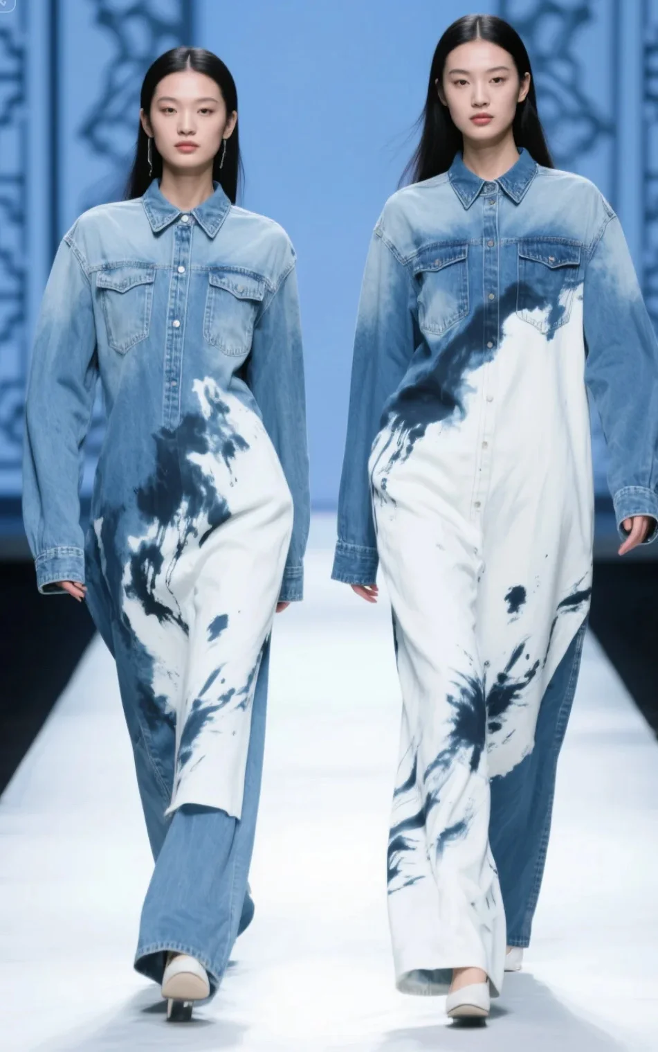 水墨牛仔旗袍裙? 把山水穿在身上