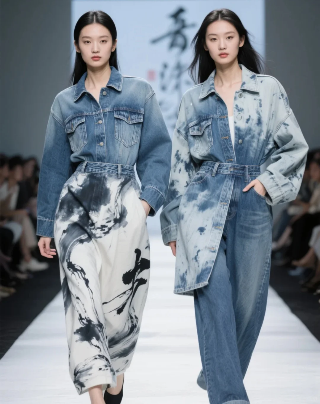 水墨牛仔旗袍裙? 把山水穿在身上