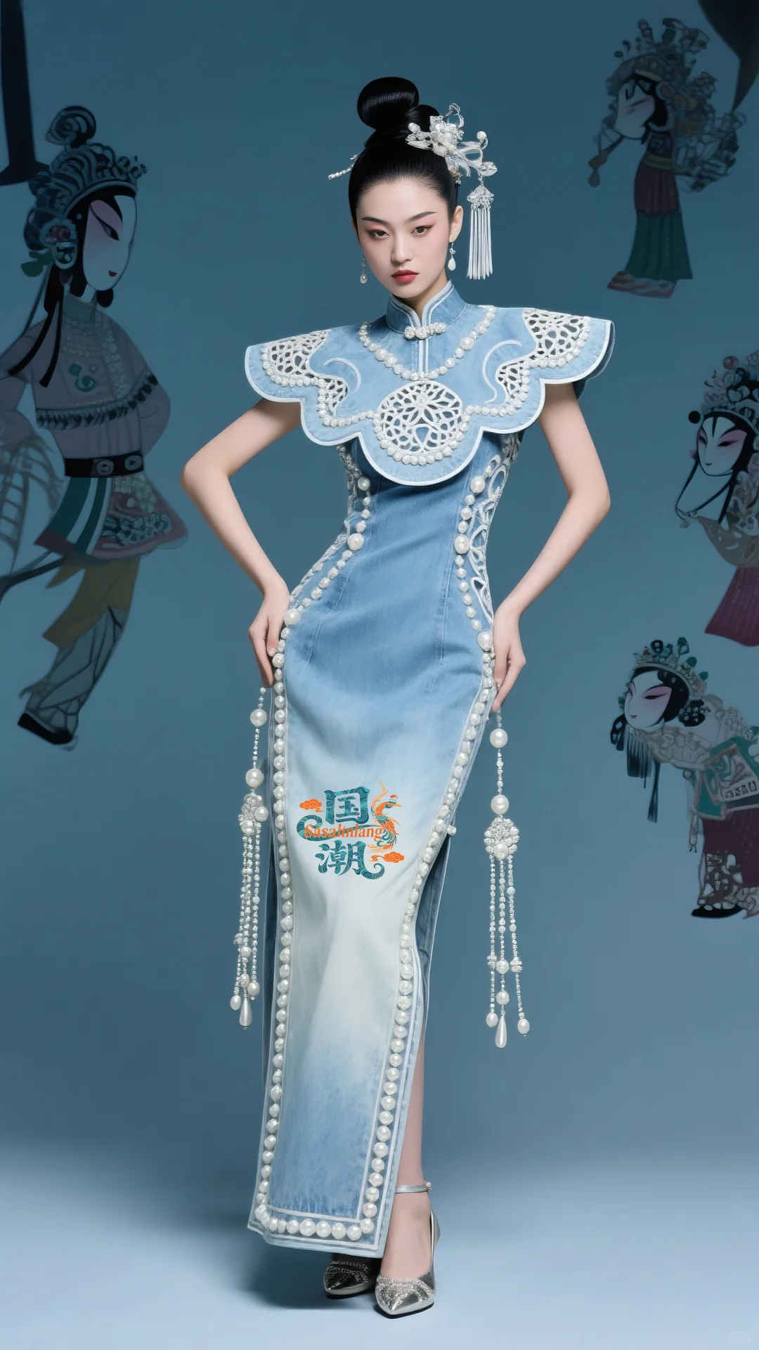时尚国潮｜2025旗袍秀新中式牛仔云肩珍珠篇