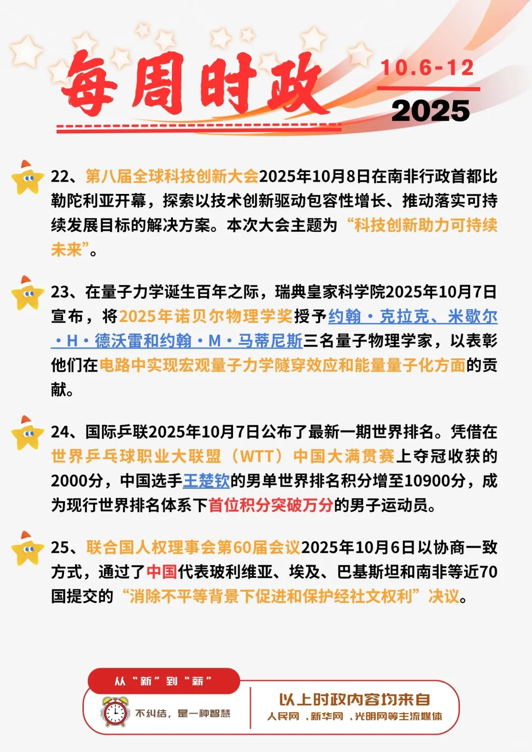 ?每周时政打卡 | 2025年10月6日--12日