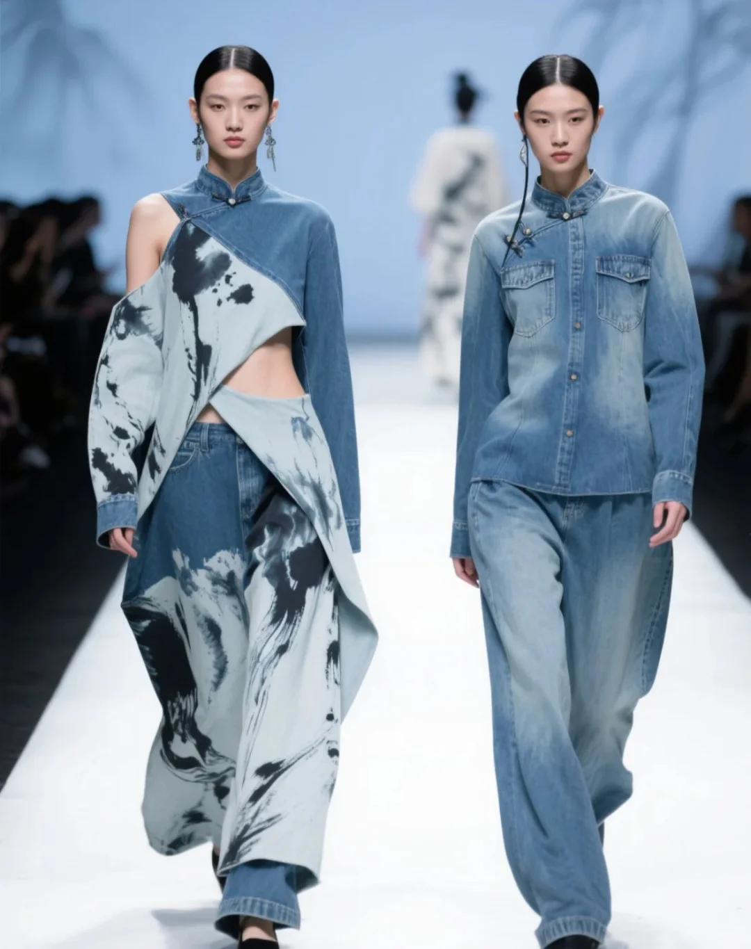 水墨牛仔旗袍裙? 把山水穿在身上