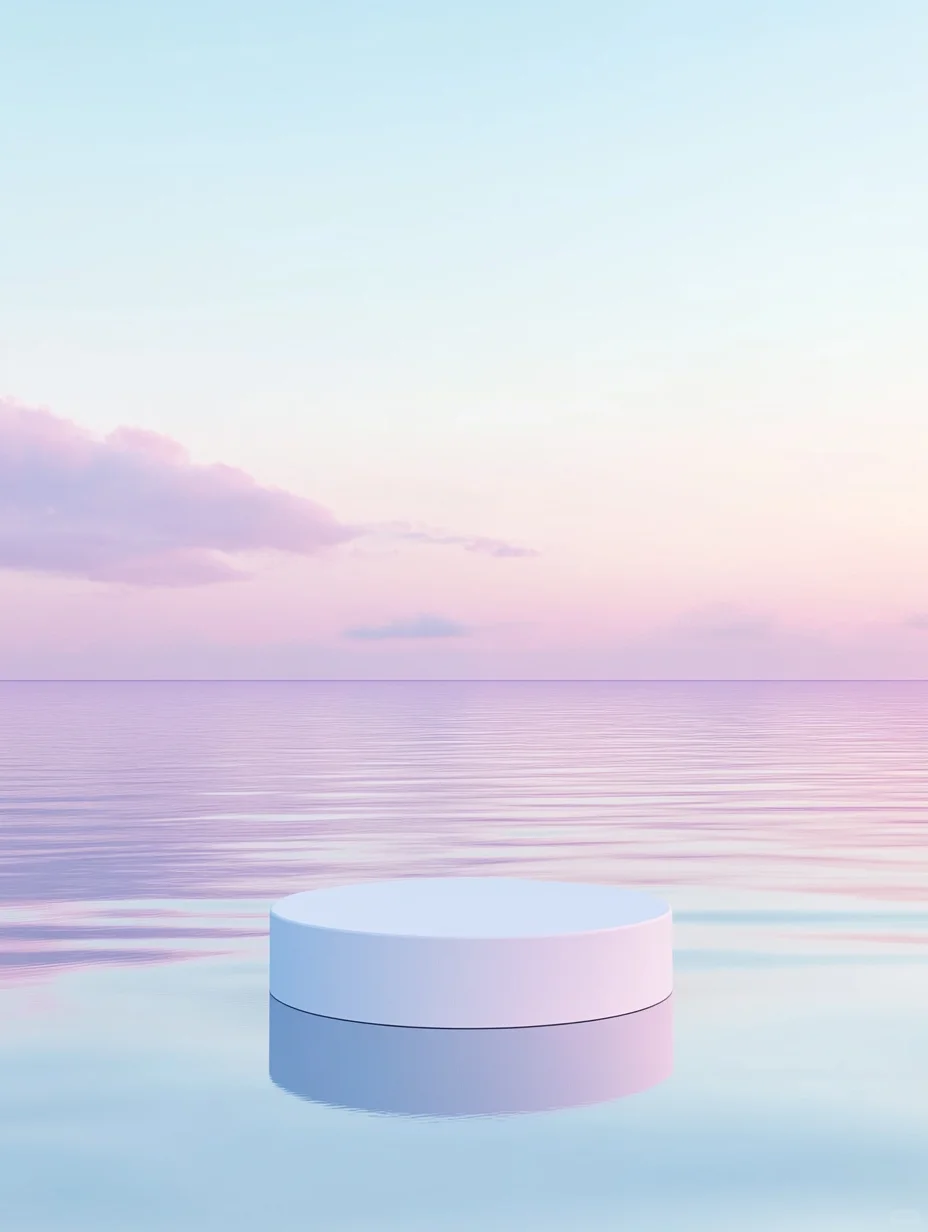 湖面粉色天空背景展台