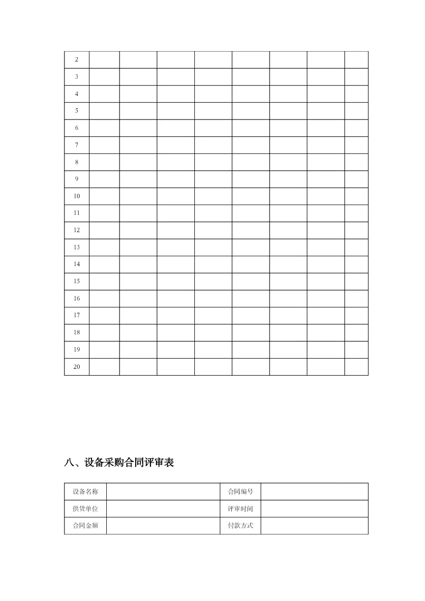 设备采购管理表格