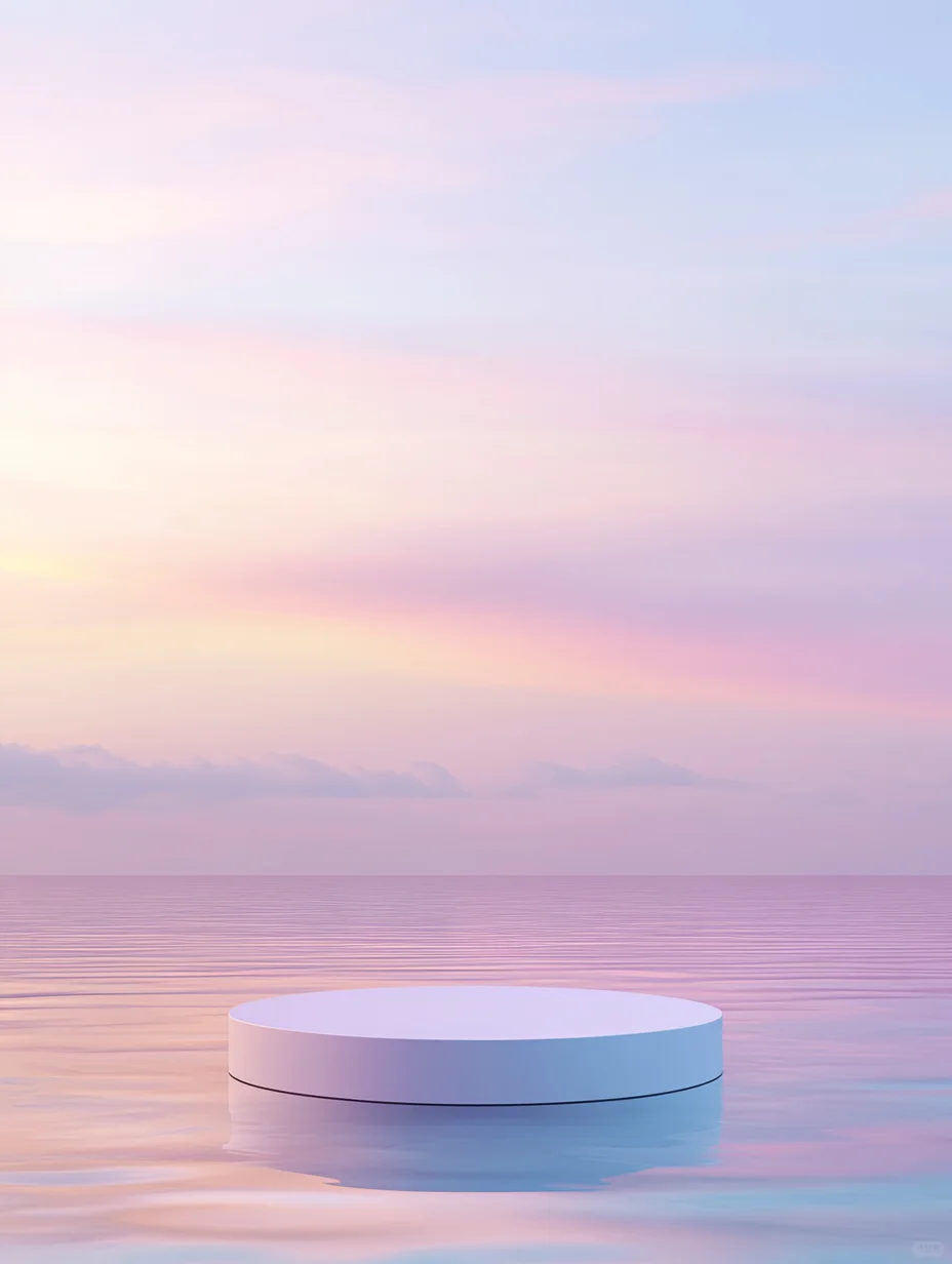 湖面粉色天空背景展台