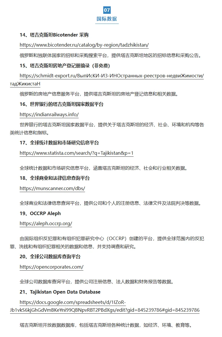 塔吉克斯坦OSINT资源和工具集合