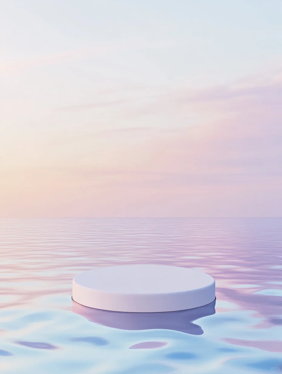 湖面粉色天空背景展台