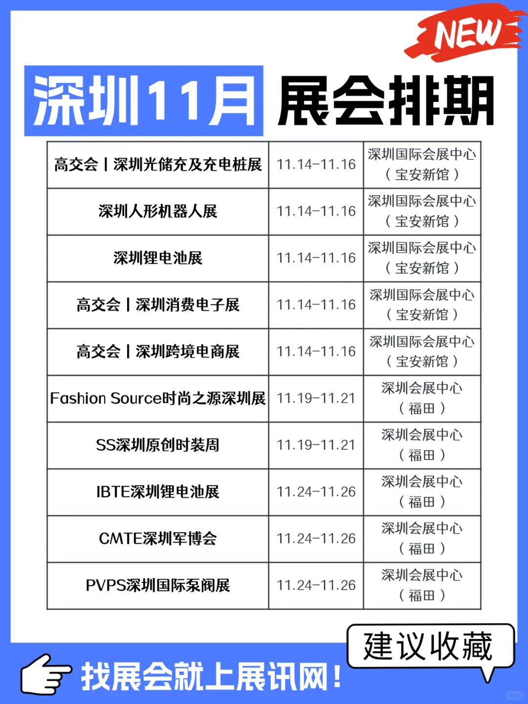 深圳｜11月份展会排期表