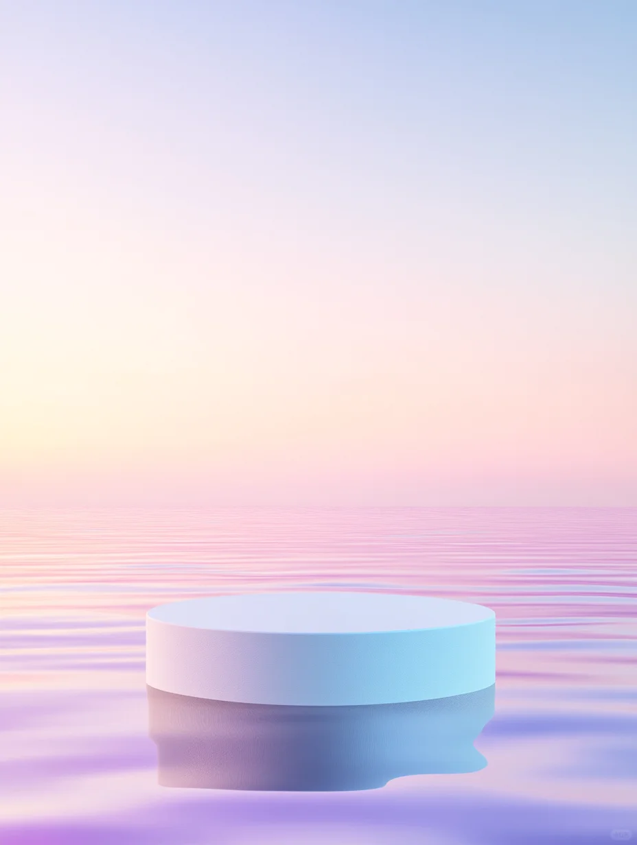 湖面粉色天空背景展台