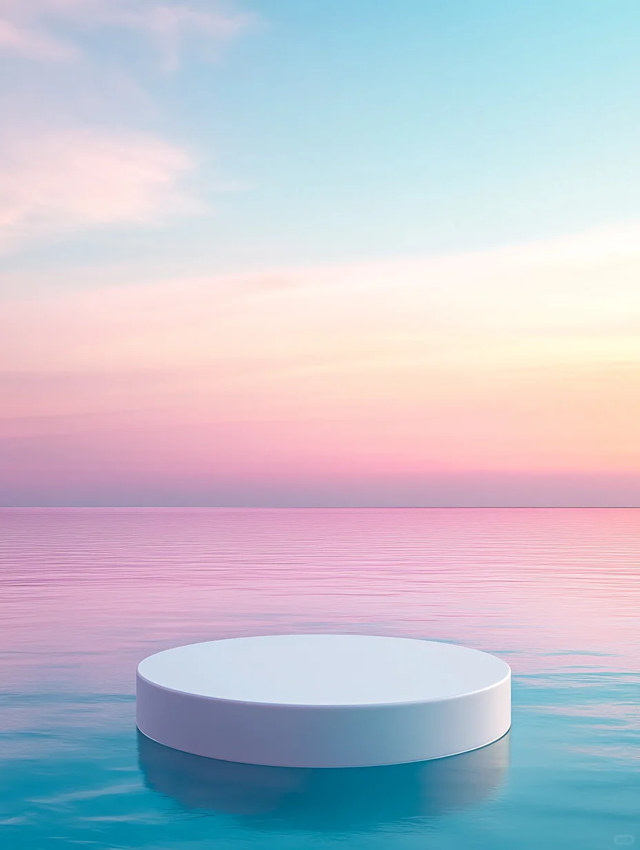 湖面粉色天空背景展台