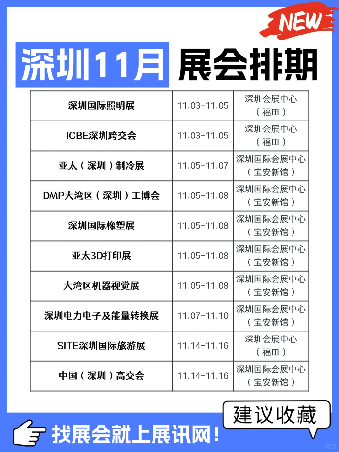 深圳｜11月份展会排期表