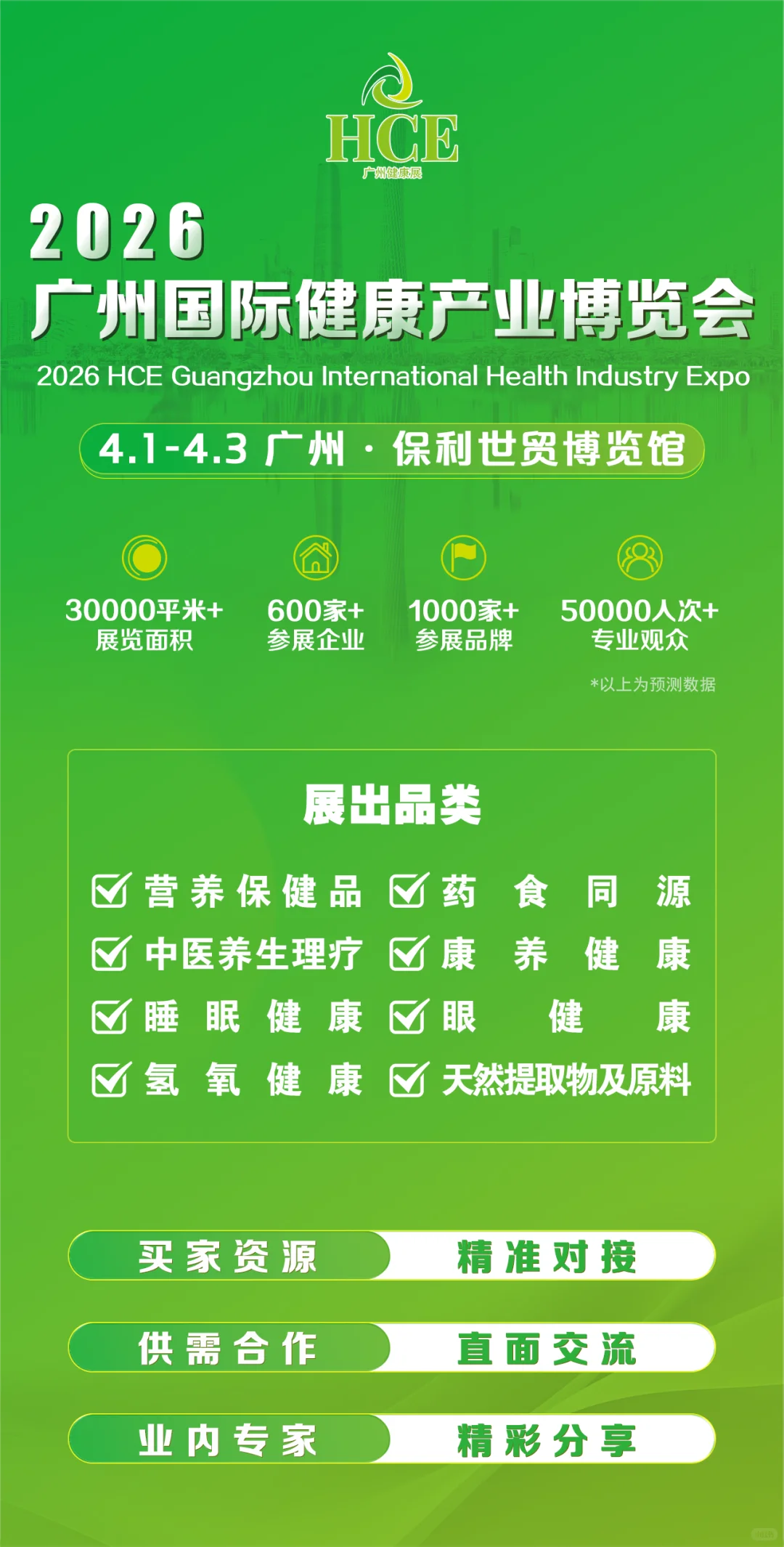 4月1-3日，2026HCE广州健康展与您相约！