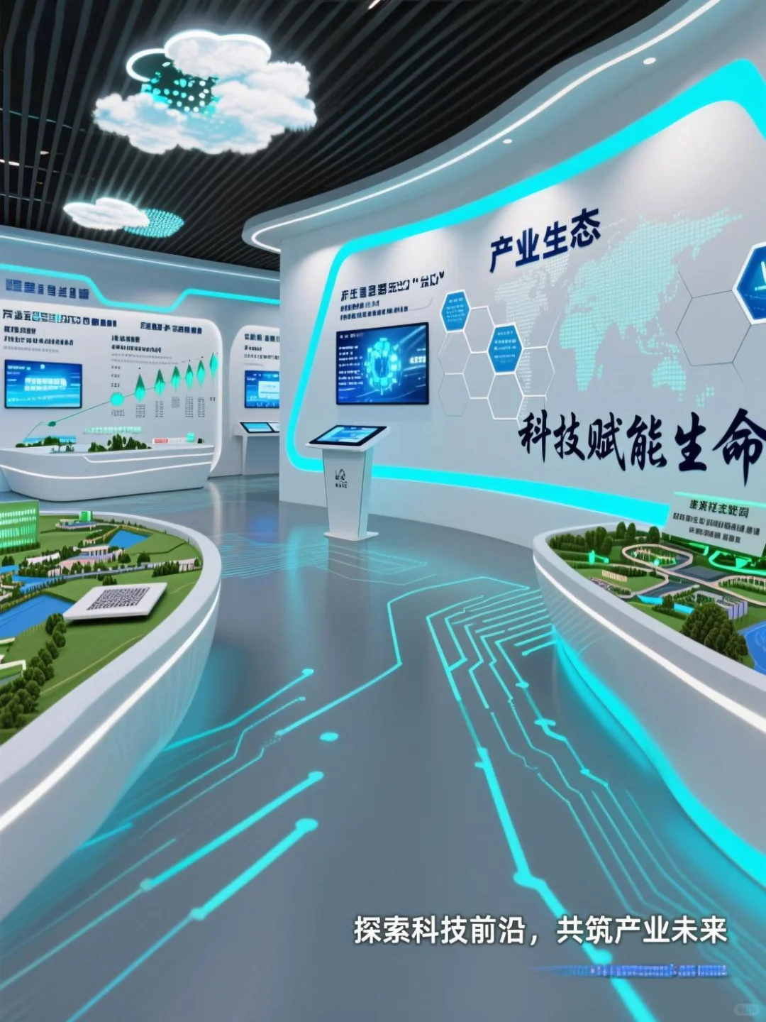 这健康产业园展厅把细胞分裂成城市天际线!