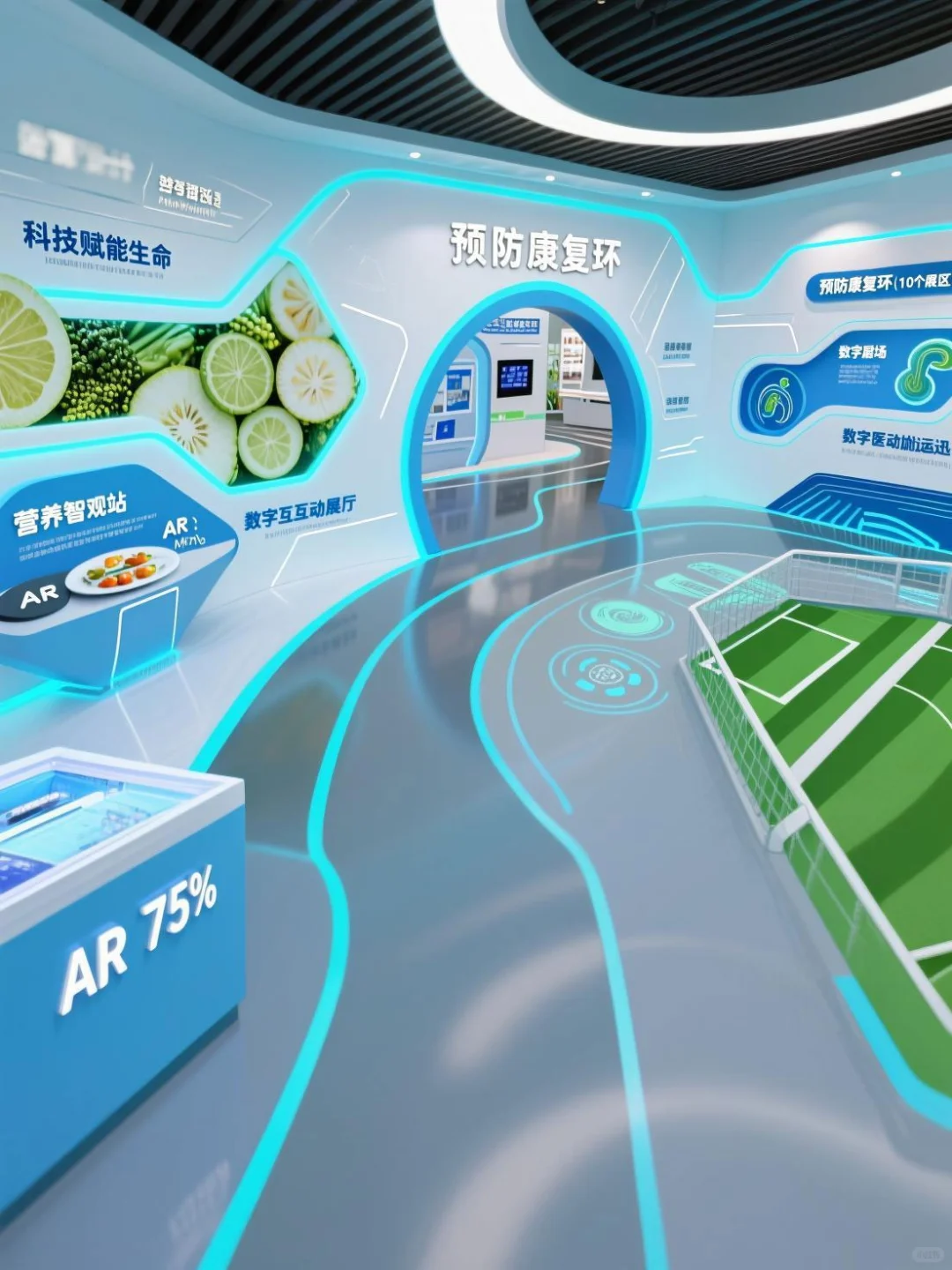 这健康产业园展厅把细胞分裂成城市天际线!