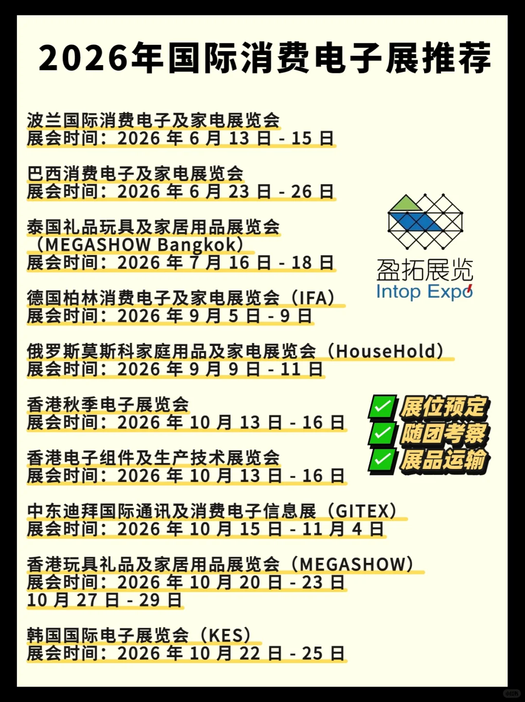 2026 国际消费电子展清单