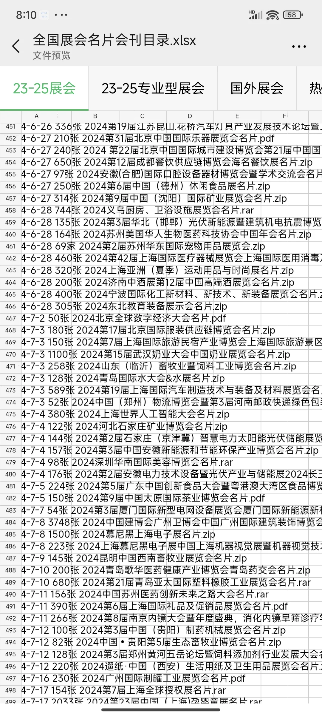 全国展会 国外展会 全球展会资源资料名录