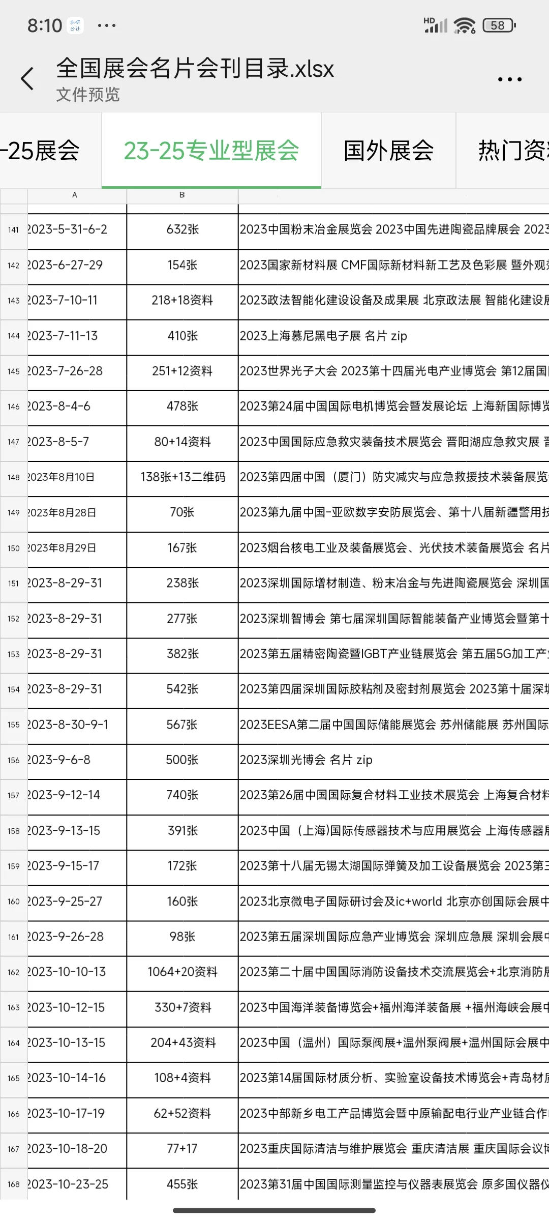 全国展会 国外展会 全球展会资源资料名录