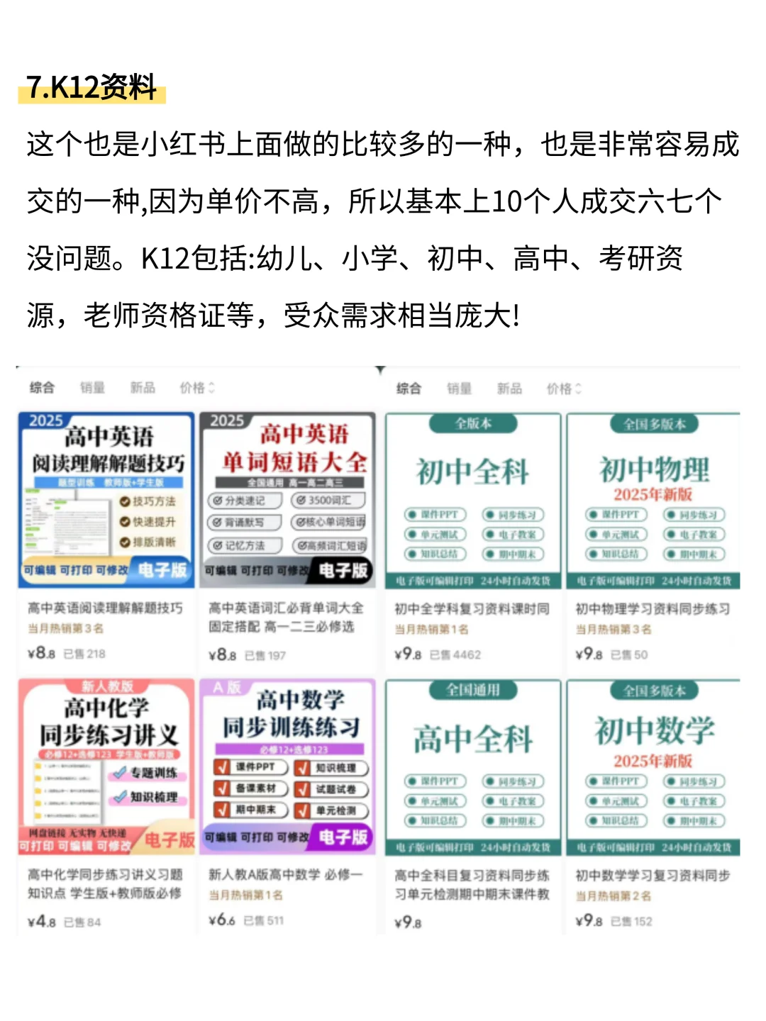 2个月做学习资料:选对品类很关键