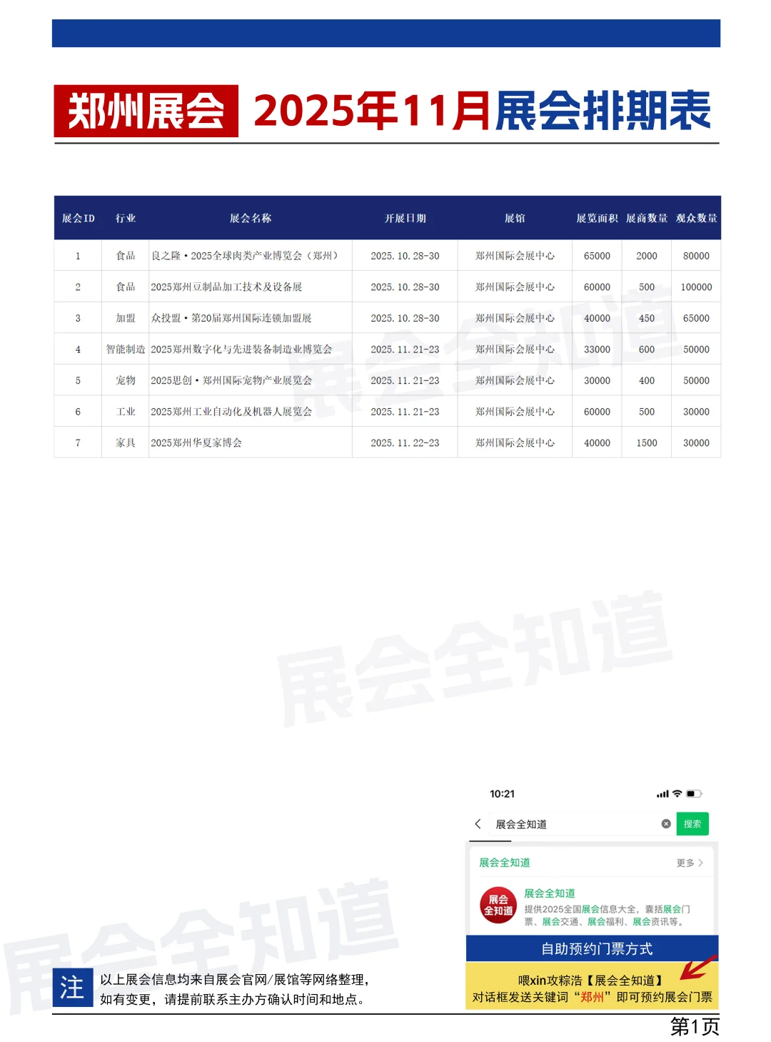 【2025年11月】郑州展会排期表,最新!
