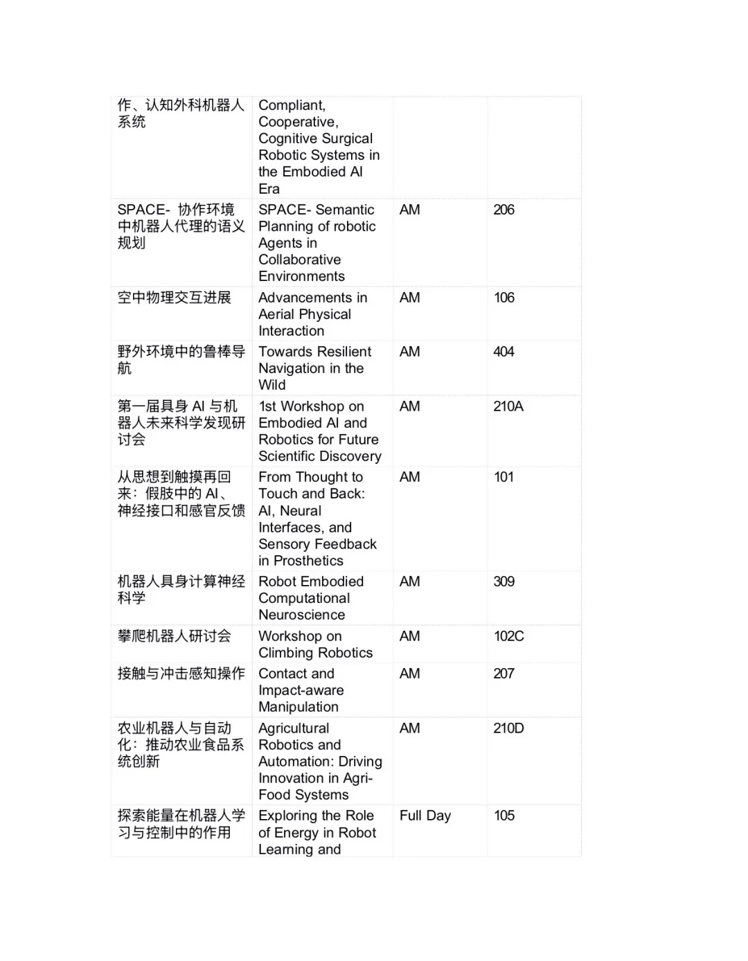 2025IROS 10月20日、24日Workshop研讨会信息