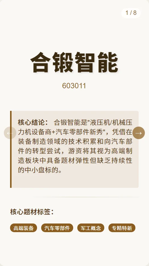 每日吃一家公司【合锻智能】
