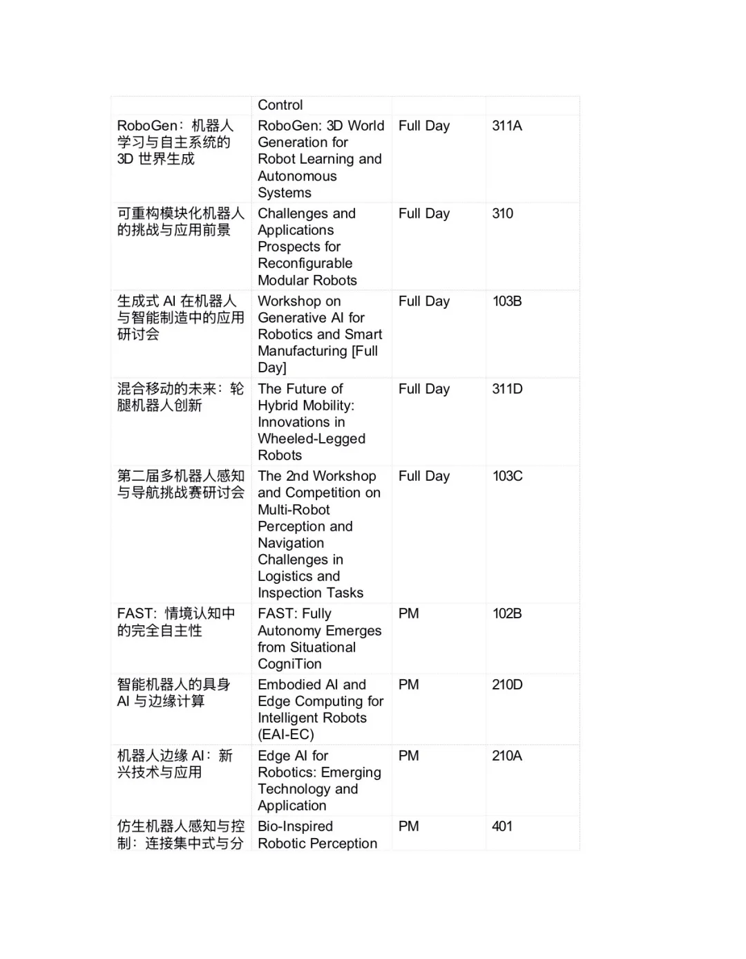 2025IROS 10月20日、24日Workshop研讨会信息