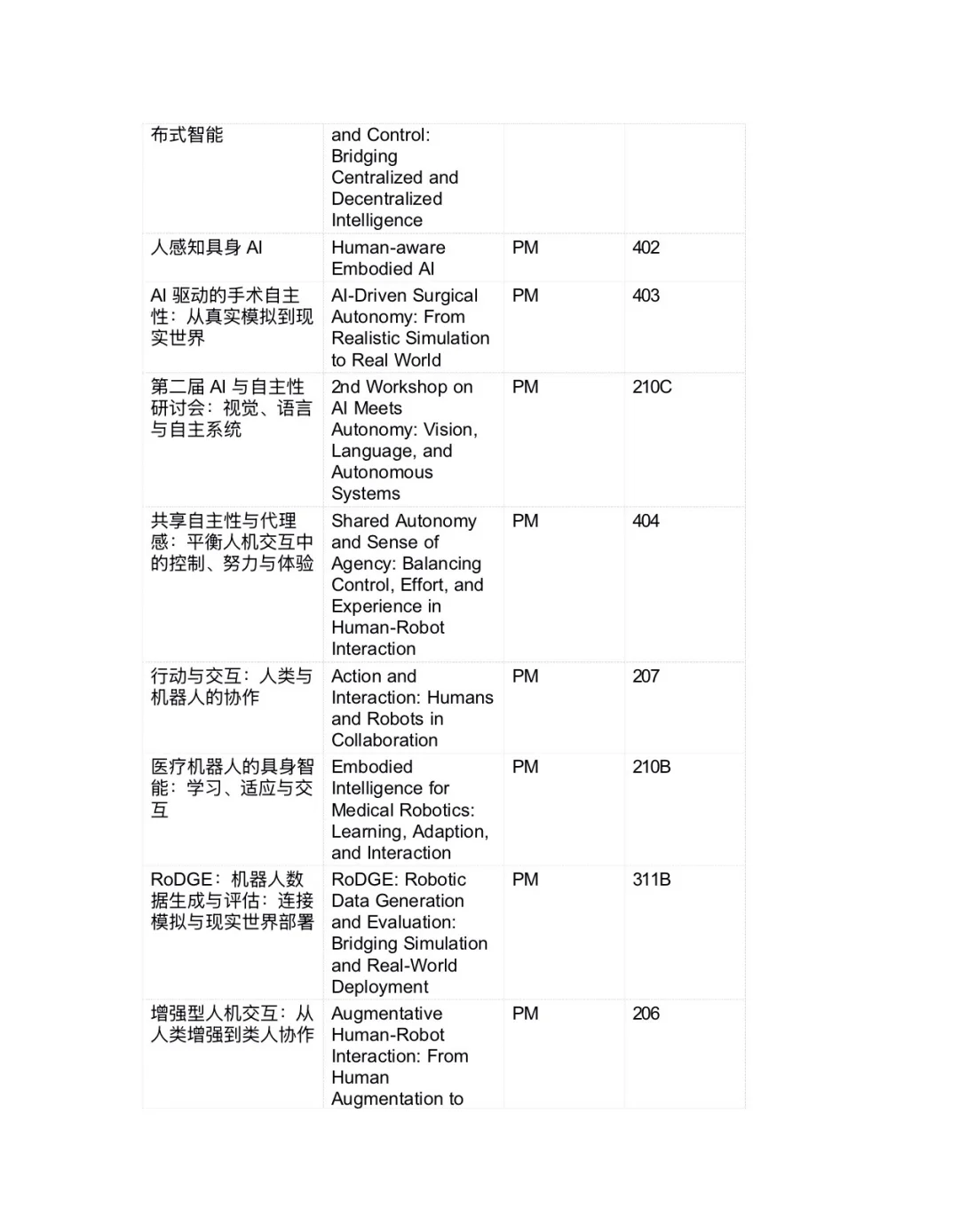 2025IROS 10月20日、24日Workshop研讨会信息