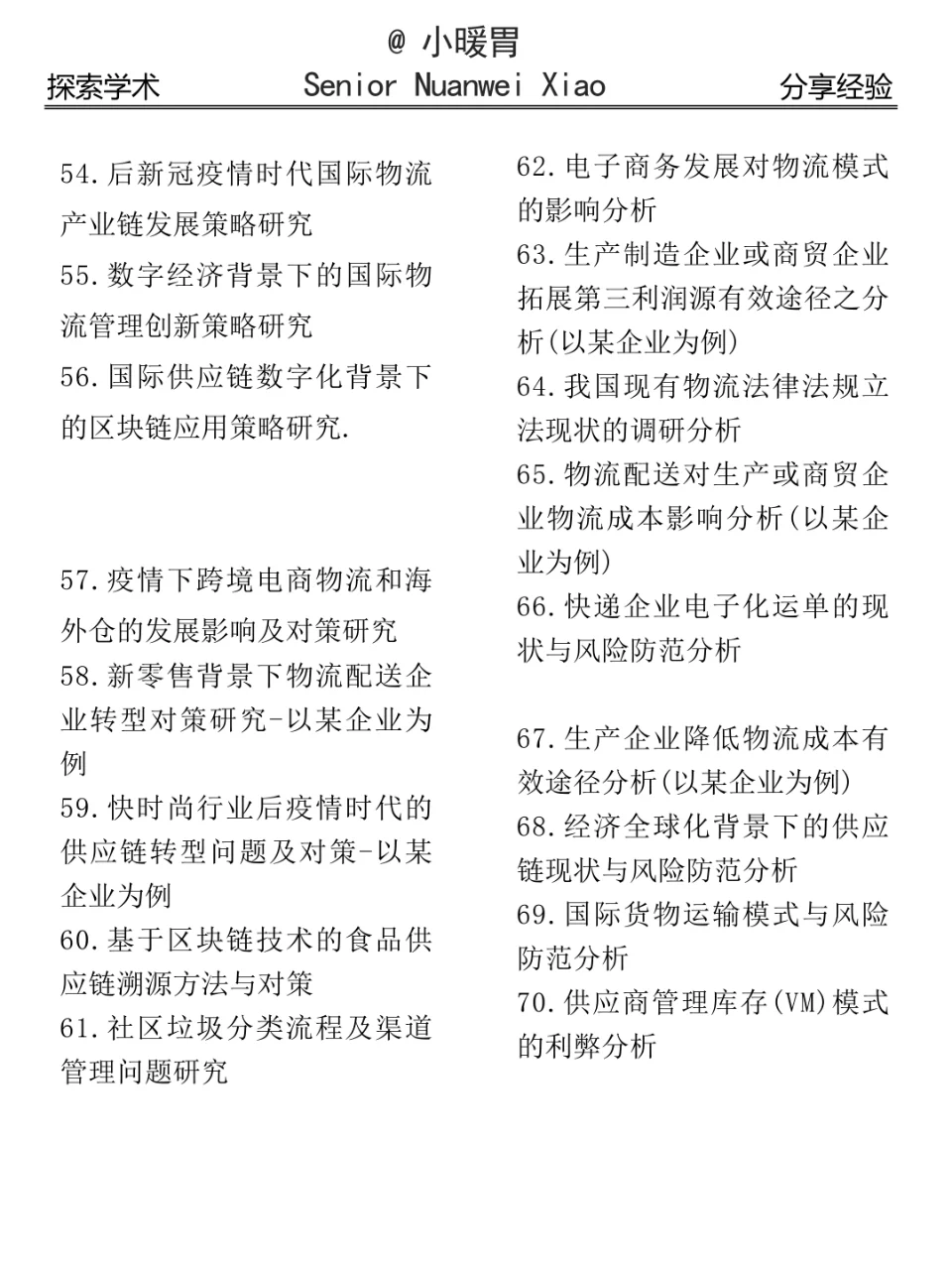 物流管理不会选题的宝宝看过来，超好写?