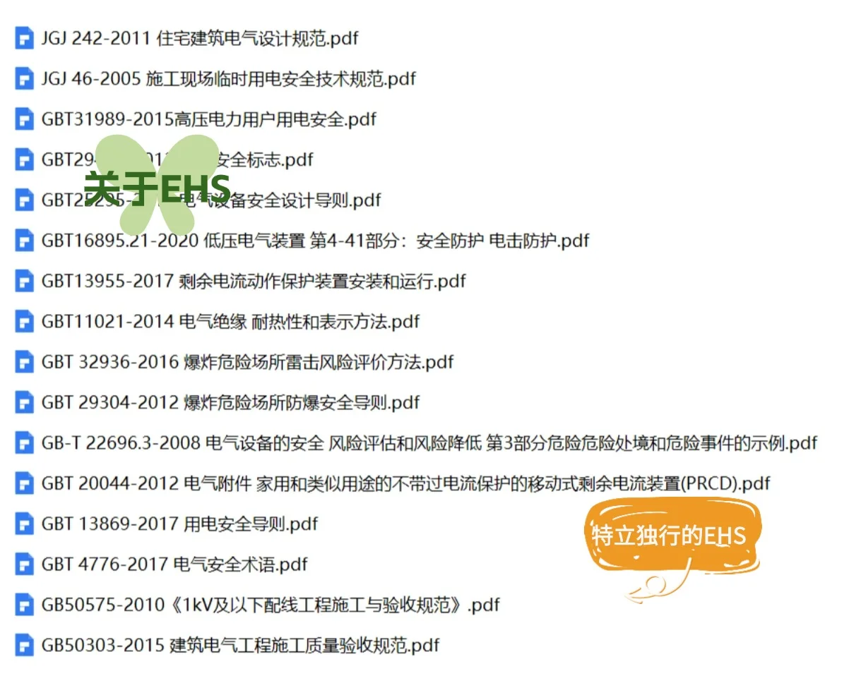 电气安全相关标准及规范—合集版