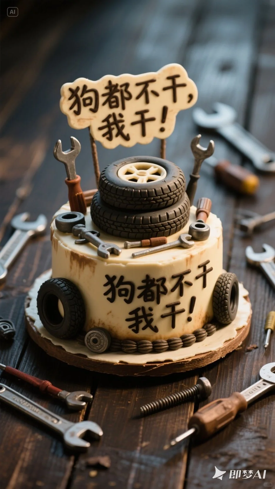 ? 【修车硬汉の专属蛋糕！扳手插进奶油那一刻