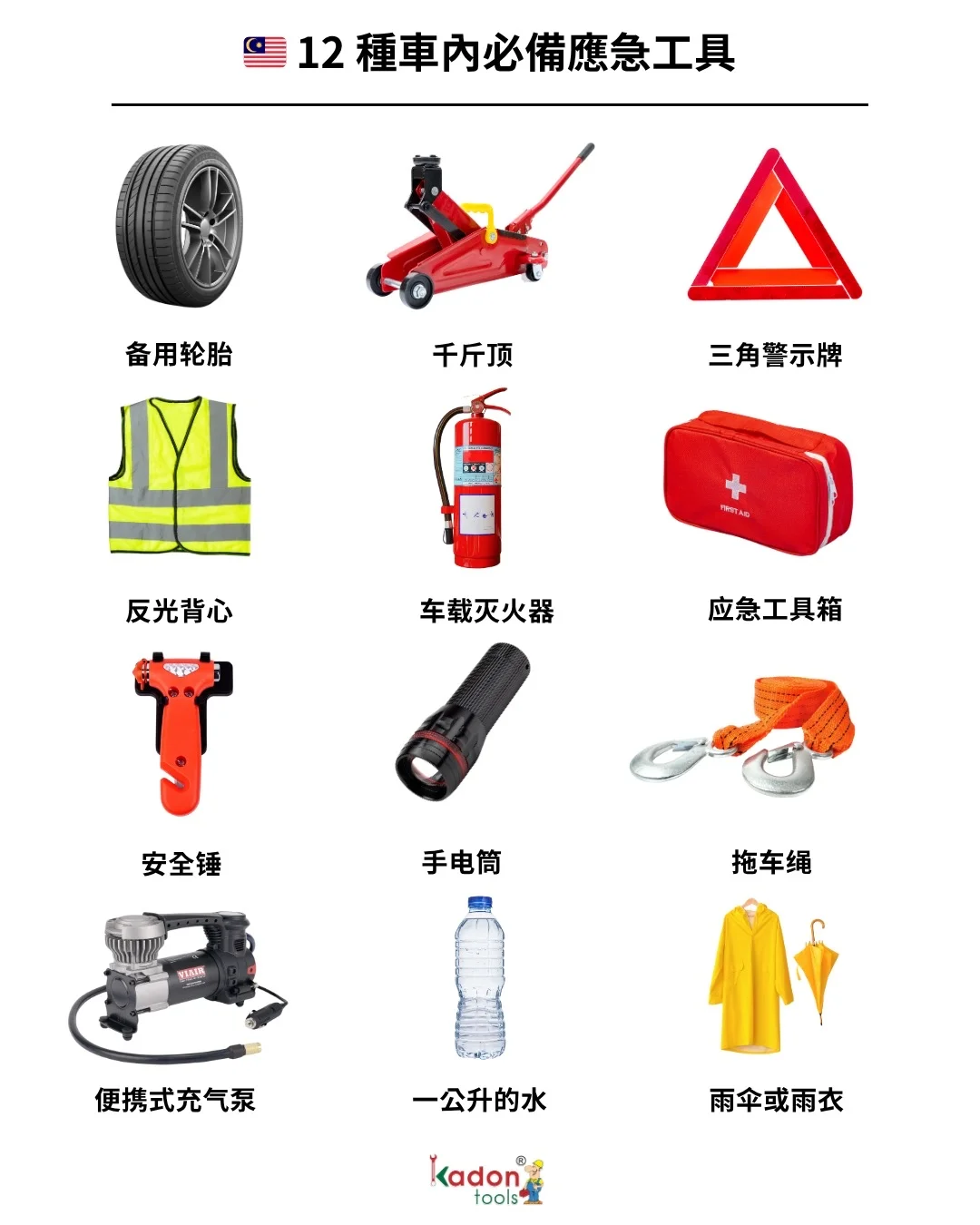 12种车内必备应急工具