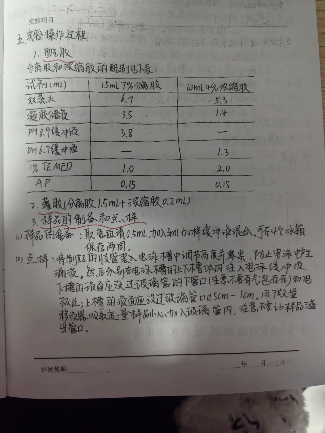 聚丙烯酰胺凝胶电泳分离血清蛋白