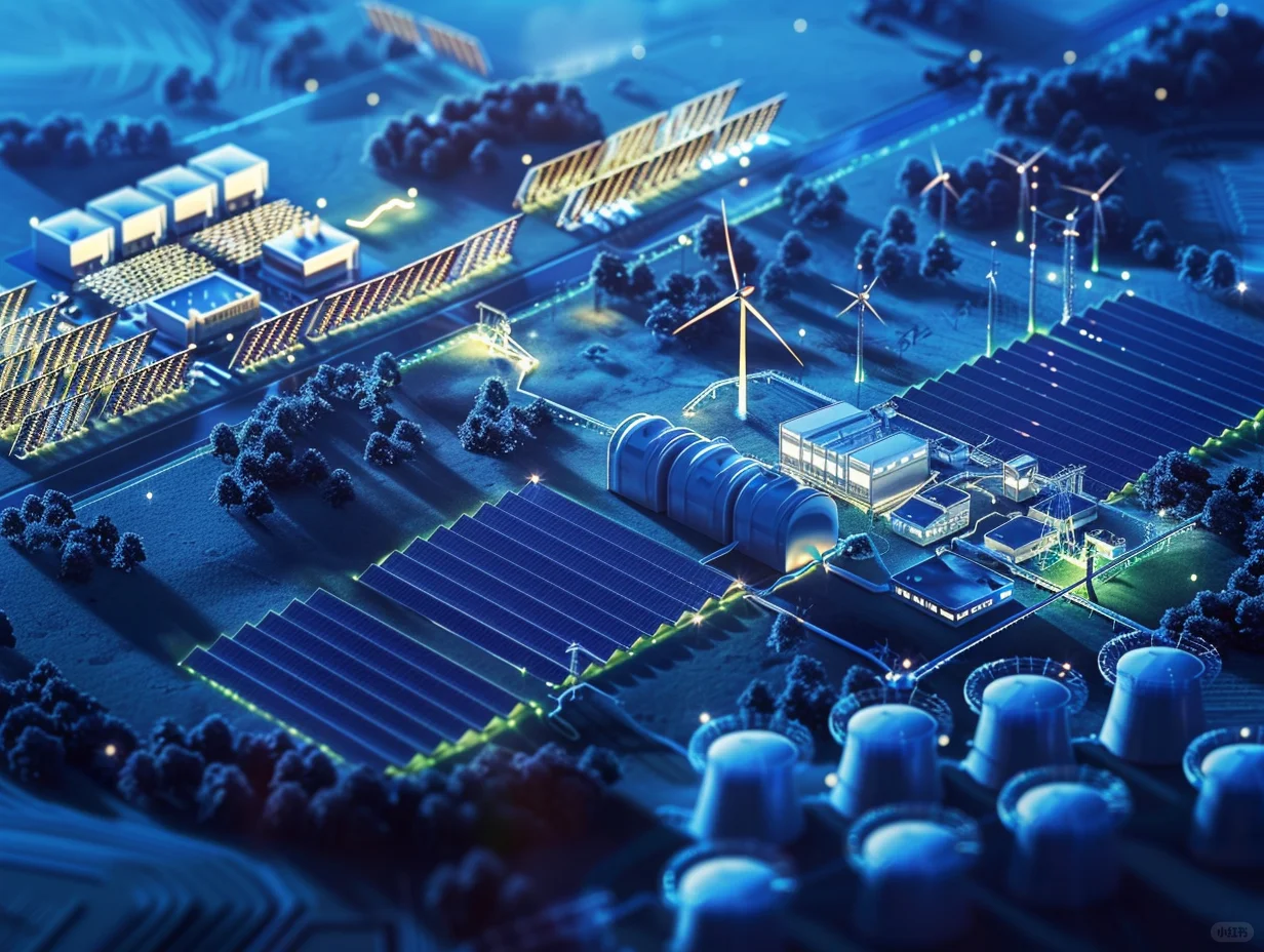 Midjourney关键词咒语太阳能电站网络鸟瞰