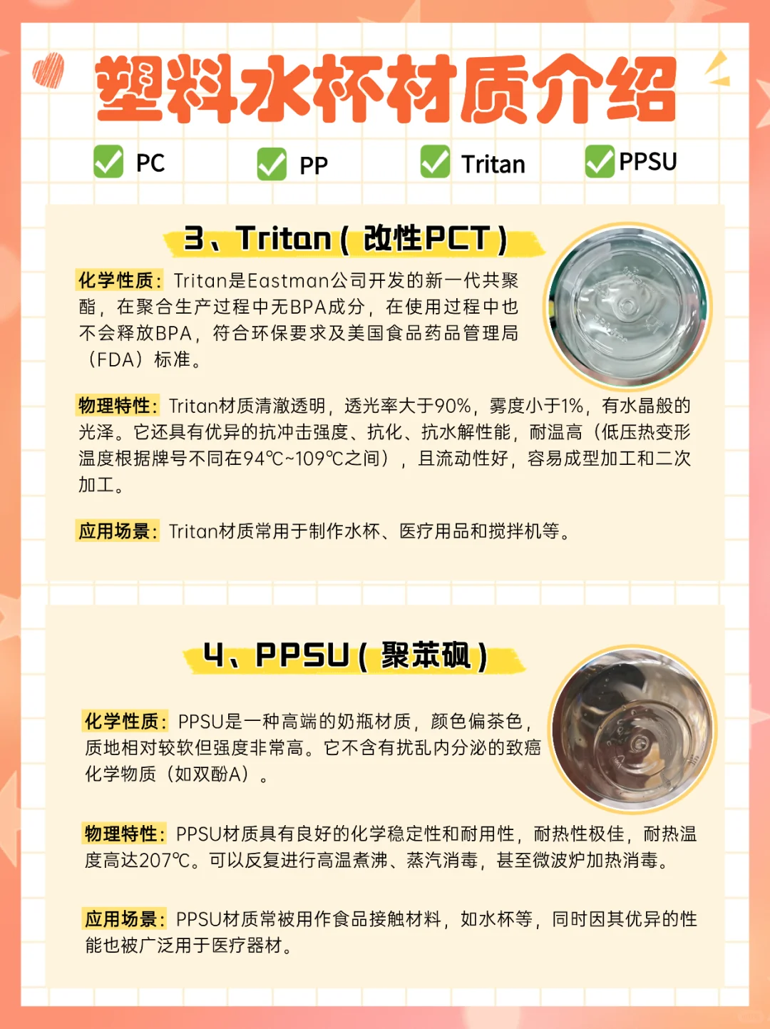 塑料水杯如何选?PC/PP/Tritan/PPSU区别!