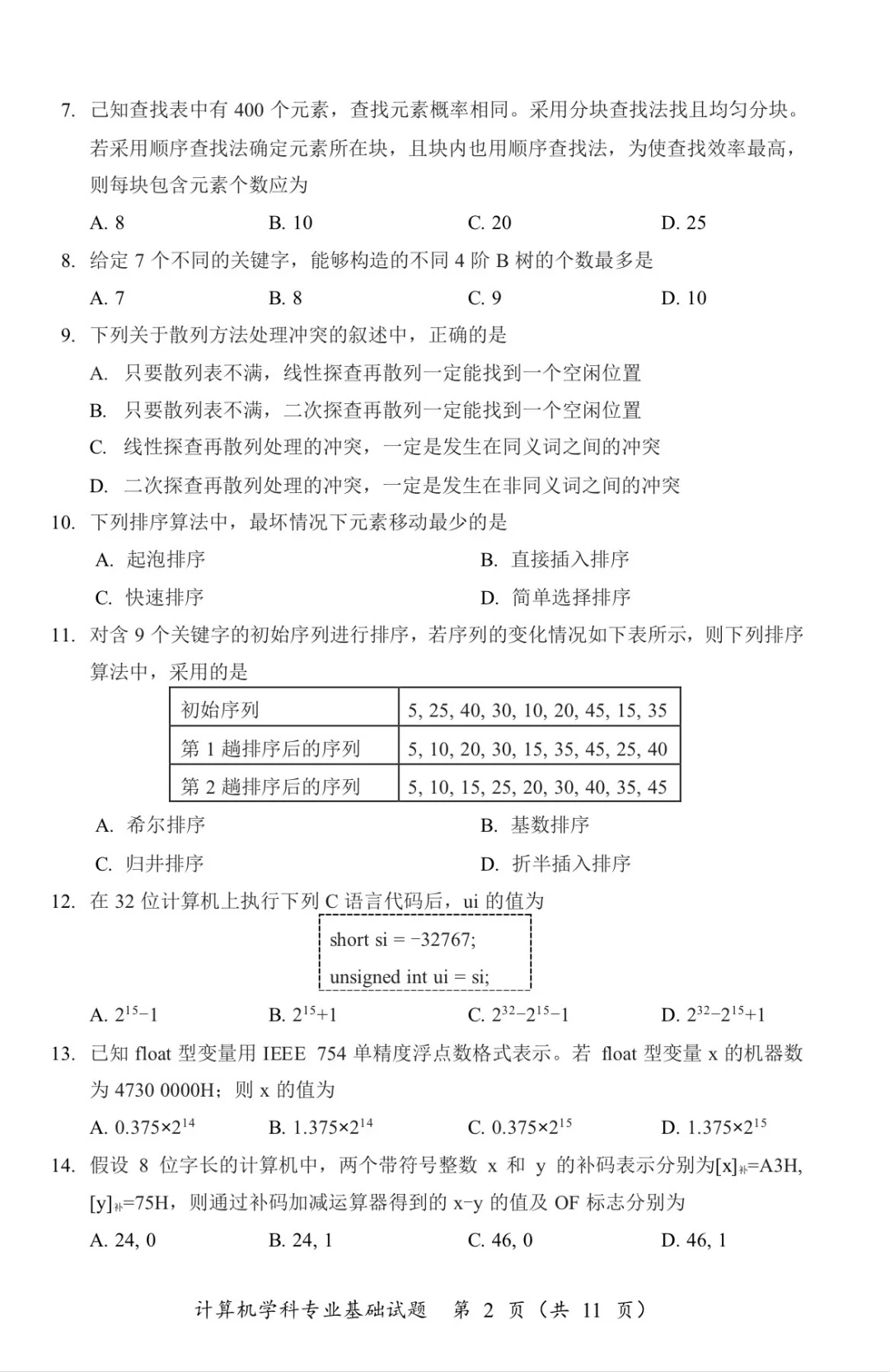 2025考研计算机学科专业基础原版试卷再版