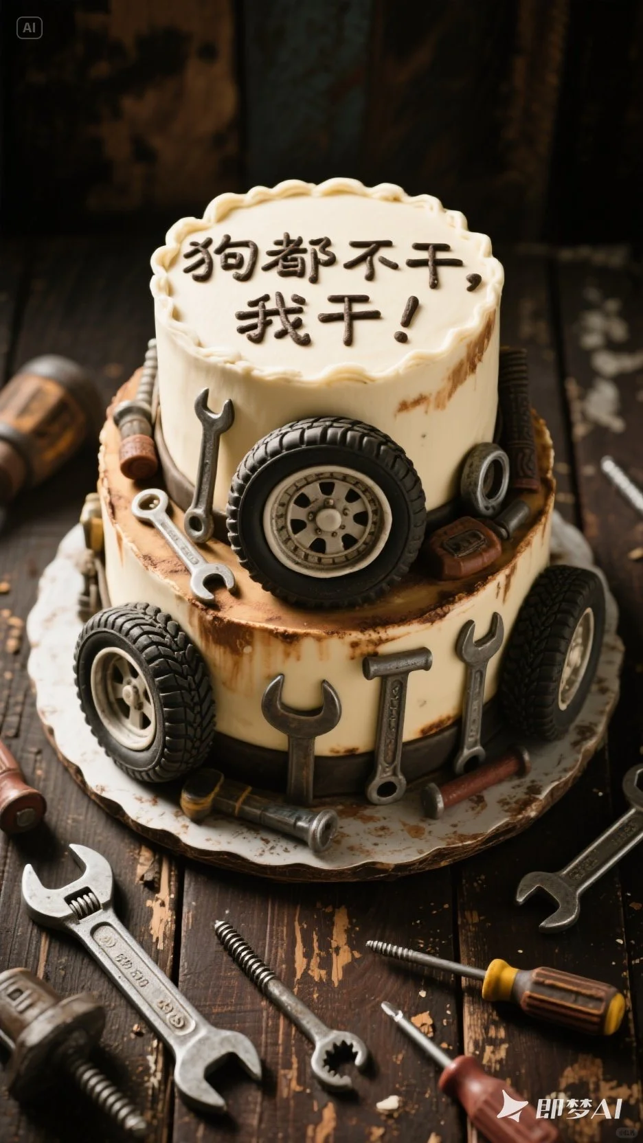 ? 【修车硬汉の专属蛋糕！扳手插进奶油那一刻